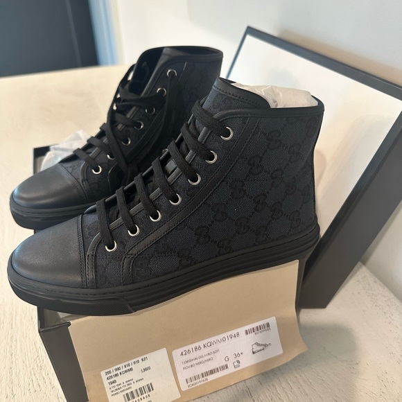 NIB GUCCI Monogram High TopSneakers Black - Picture 2 of 11